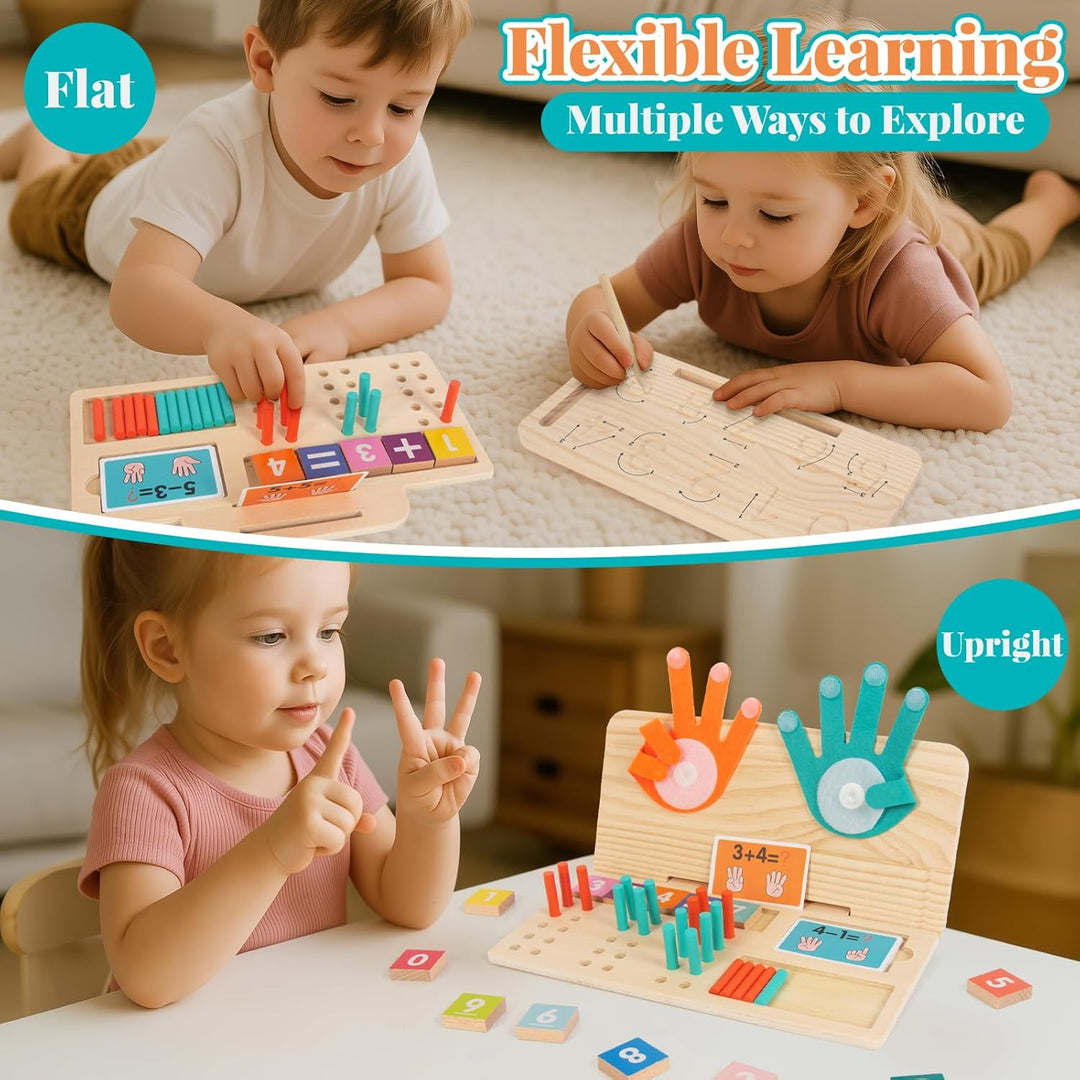Montessori Spielzeug Holz Mathe-Zählspielzeug für Kinder Zählen Lernen 3 in 1 Palm Computing Bildung