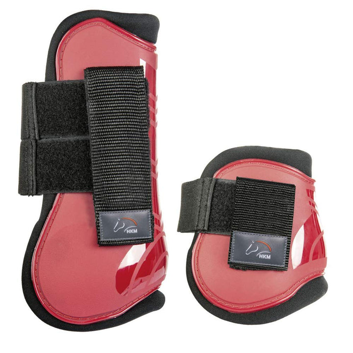 HKM 561213 Springgamaschen und Streichkappen, 4er Set, Pony, Mehrfarbig (Babyblau/Schwarz) Pony rot/