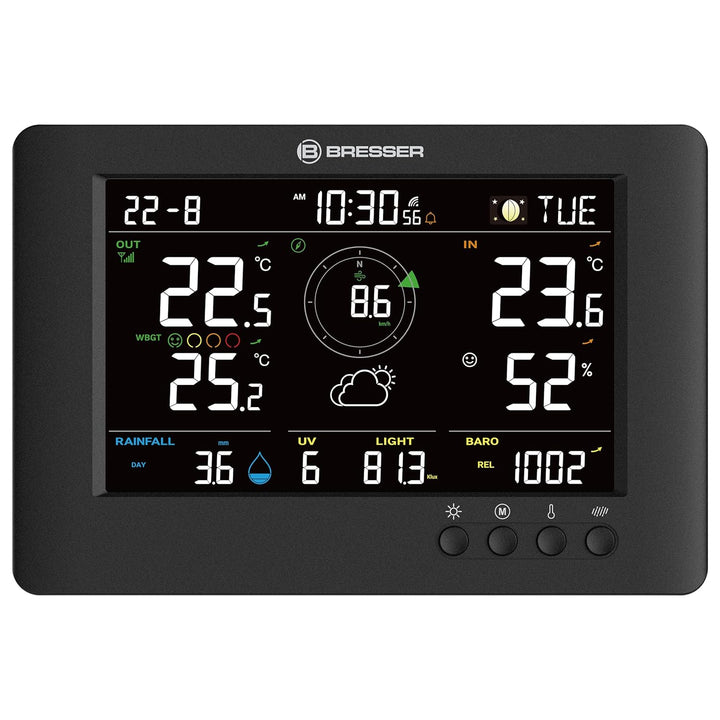 Bresser 8-in-1 ClearViewTB Wetterstation mit Hitzestress-Index, Sensirion-Sensor, 8-in-1-Multisensor