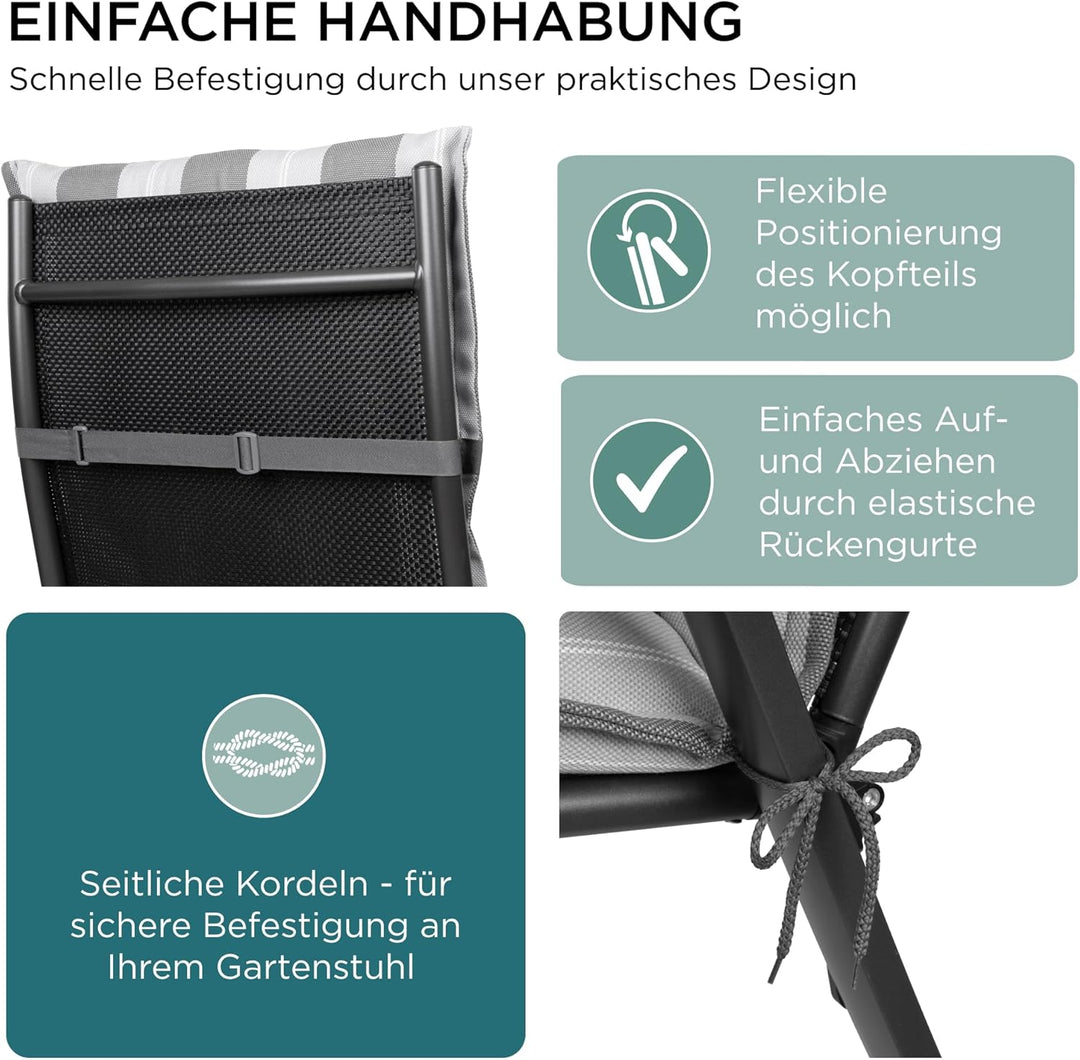 gardisun Gartenstuhlauflagen Hochlehner mit Kopfteil I Extra Dicke Sitzauflagen I Made in EU Polster