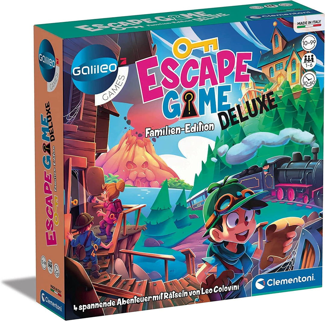 Clementoni Escape Game, Spiel für Kinder ab 8 Jahre, Deluxe Version, 30 x 30 x 7.7 Single, Single
