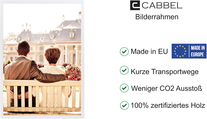 CABBEL Dreierpack (3 Stk.) Bilderrahmen 40x50 cm MDF Holz-Rahmen in Weiss | mit bruchsicherem Plexi-