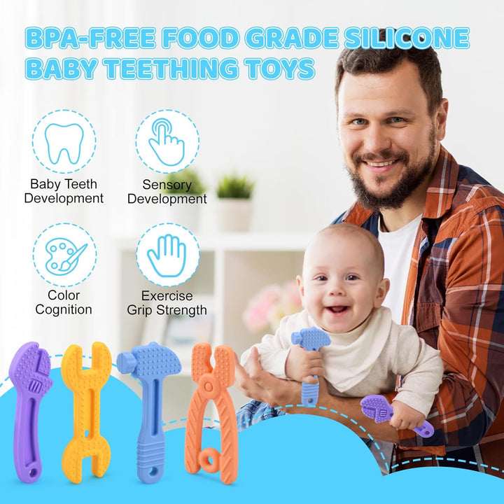 Beissring für Babys,Beissring Baby 4 Stück - BPA-freies Silikon Kühlender Beissspielzeug für 3-12 Mo