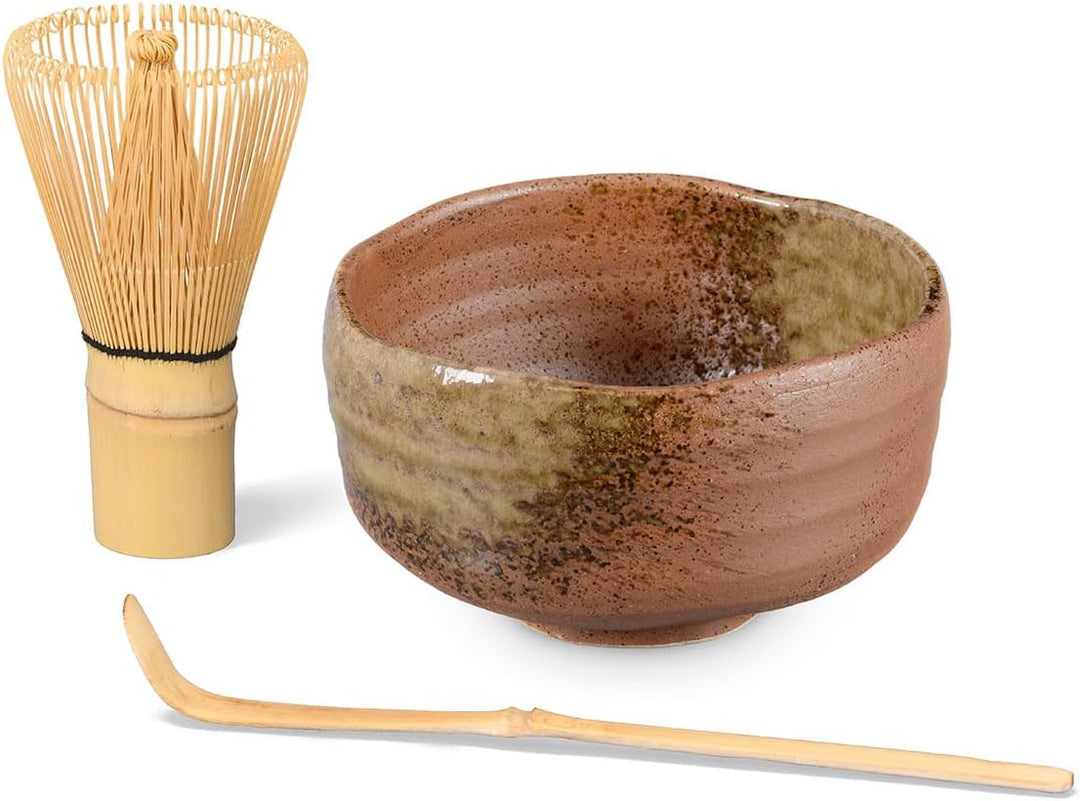 Matcha Set - Original japanische Matcha Schale Chawan 500 ml mit Matchabesen Chasen und Bambuslöffel