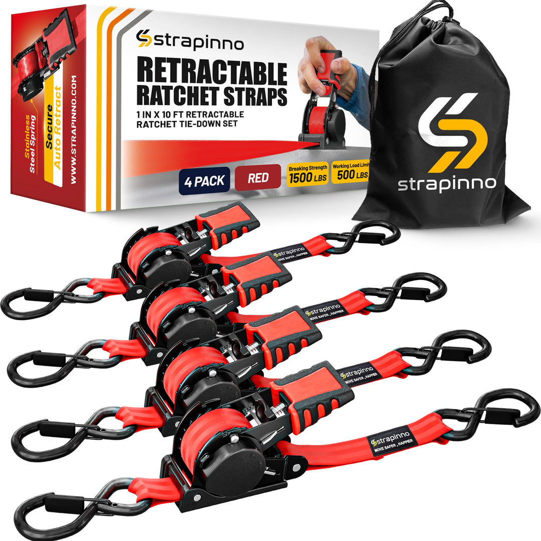 Strapinno Zurrgurte mit Gummi beschichtete Stahlgriffe für Motorrad Jetski Kajak Bruchfestigkeit 680
