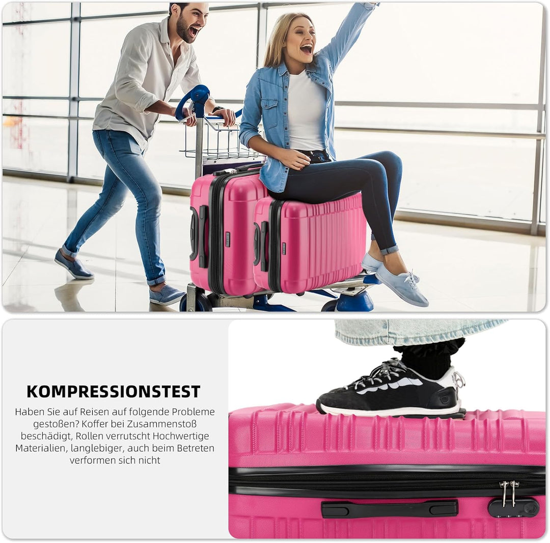 BEIBYE Zwillingsrollen Reisekoffer Koffer Trolleys Hartschale M-L-XL-Set (Peach, M) Peach M, Peach M