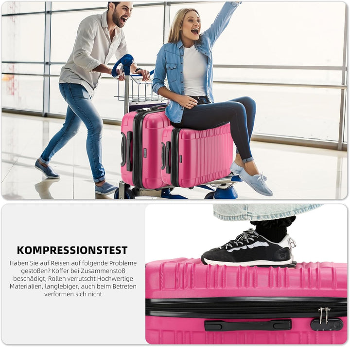 BEIBYE Zwillingsrollen Reisekoffer Koffer Trolleys Hartschale M-L-XL-Set (Peach, M) Peach M, Peach M