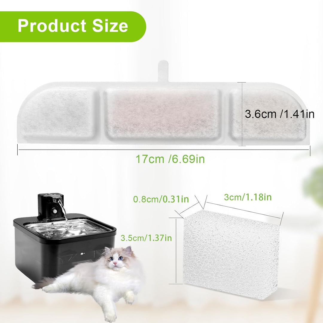 Katzenbrunnen Filter, 12 Stück Filter für Katzenbrunnen und 12 Stück Schwämme und Aktivkohle lonenau