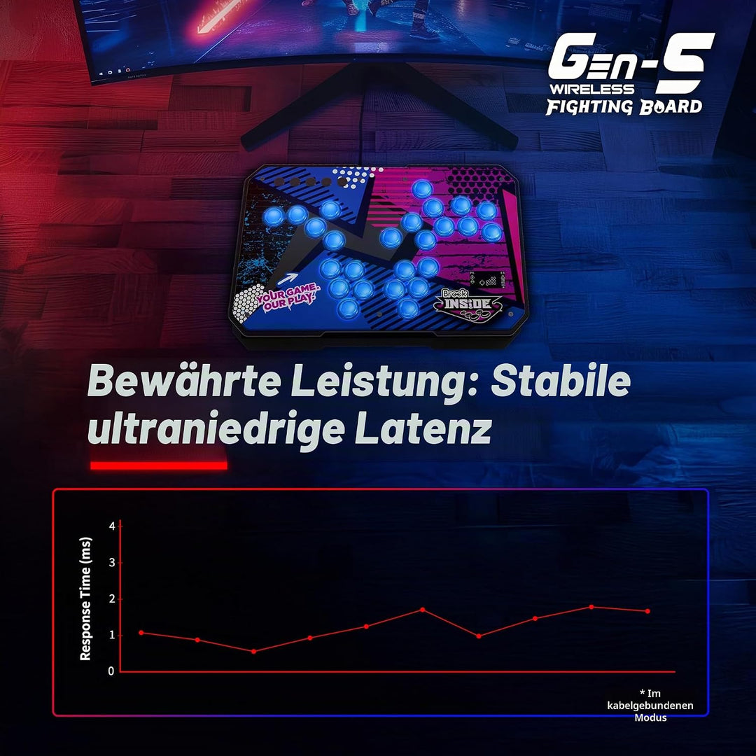 Brook Gaming Gen5W Fighting Board – Kabellose kompatible Controller-Platine für P5, PC & Steam Deck
