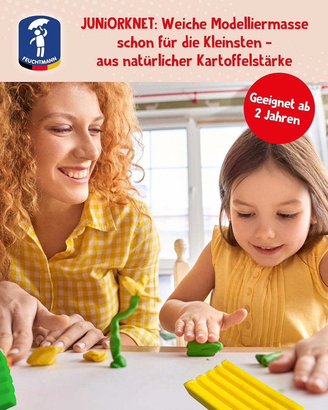 Feuchtmann JUNiORKNET Jumbo-Pack in Rot | 500g weiche Kinderknete im Vorteilspack | vegane glutenfre