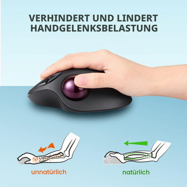 Perixx PERIMICE-717 Kabellose Programmierbare Trackball Maus - 34mm Trackball - 400/1000 DPI - 7 Tas