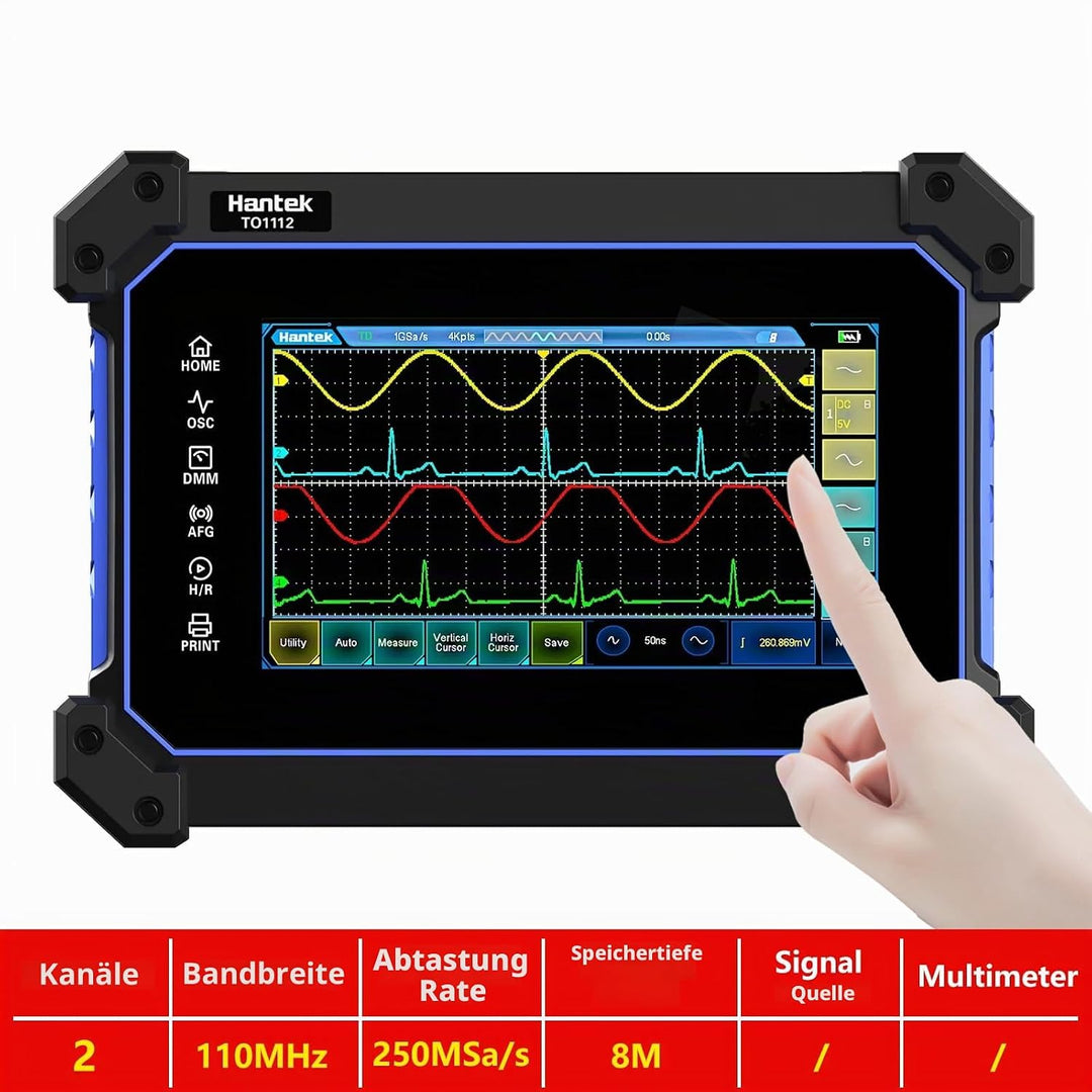 Hantek TO1112 Touch-Screen Digital Oszilloskop 2 Kanäle 110 MHz Hanheld Tablette Digital Oszilloskop