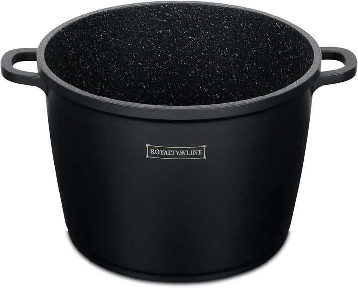 Royalty Line - Kochtopf mit Glasdeckel, Antihaftbeschichteter, Induktionsgeeignet, Schwarz, 7 Liter,