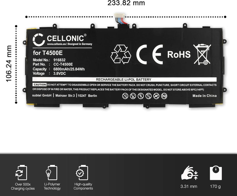 CELLONIC® Ersatz Akku T8220E für Samsung Galaxy Note 10.1 2014 / Tab Pro 10.1 (SM-P600 / SM-P605 / S