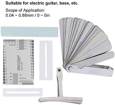 Gitarren Tool Set mit Sander Radius Gauge, String Action Ruler Griffbrettschutz für Gitarren und Bas