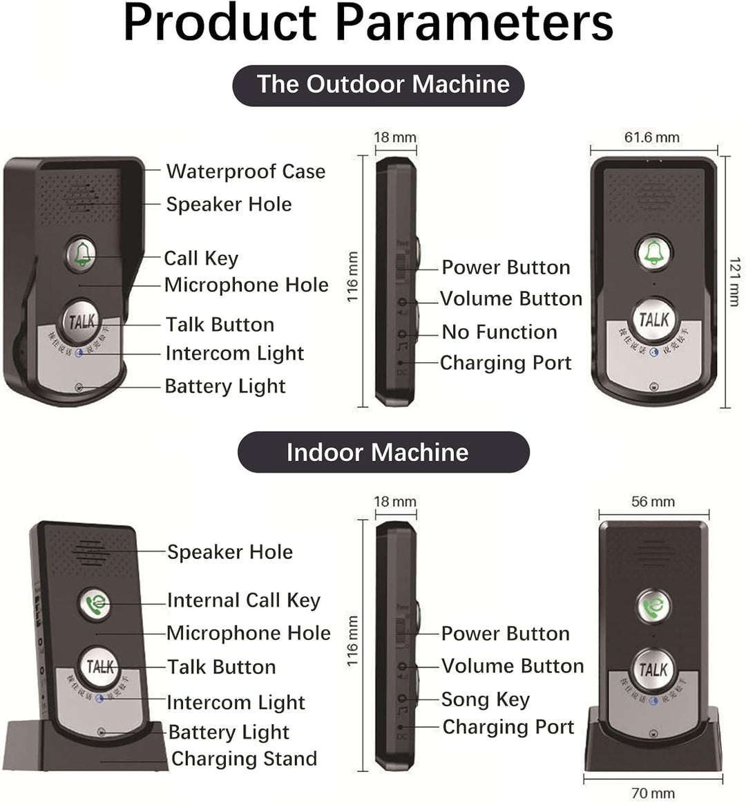 Gegensprechanlage Drahtlose Intercom Türklingeln Fernübertragung Intercomunicador Haustürklingel Tür