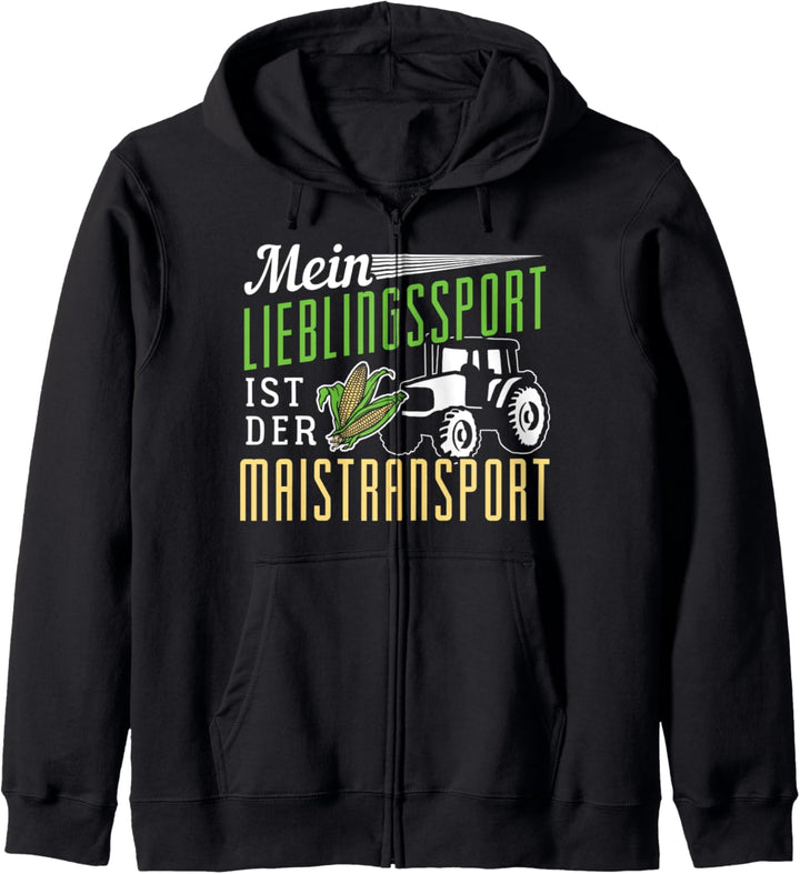 Mein Lieblingssport ist der Maistransport! Kapuzenjacke