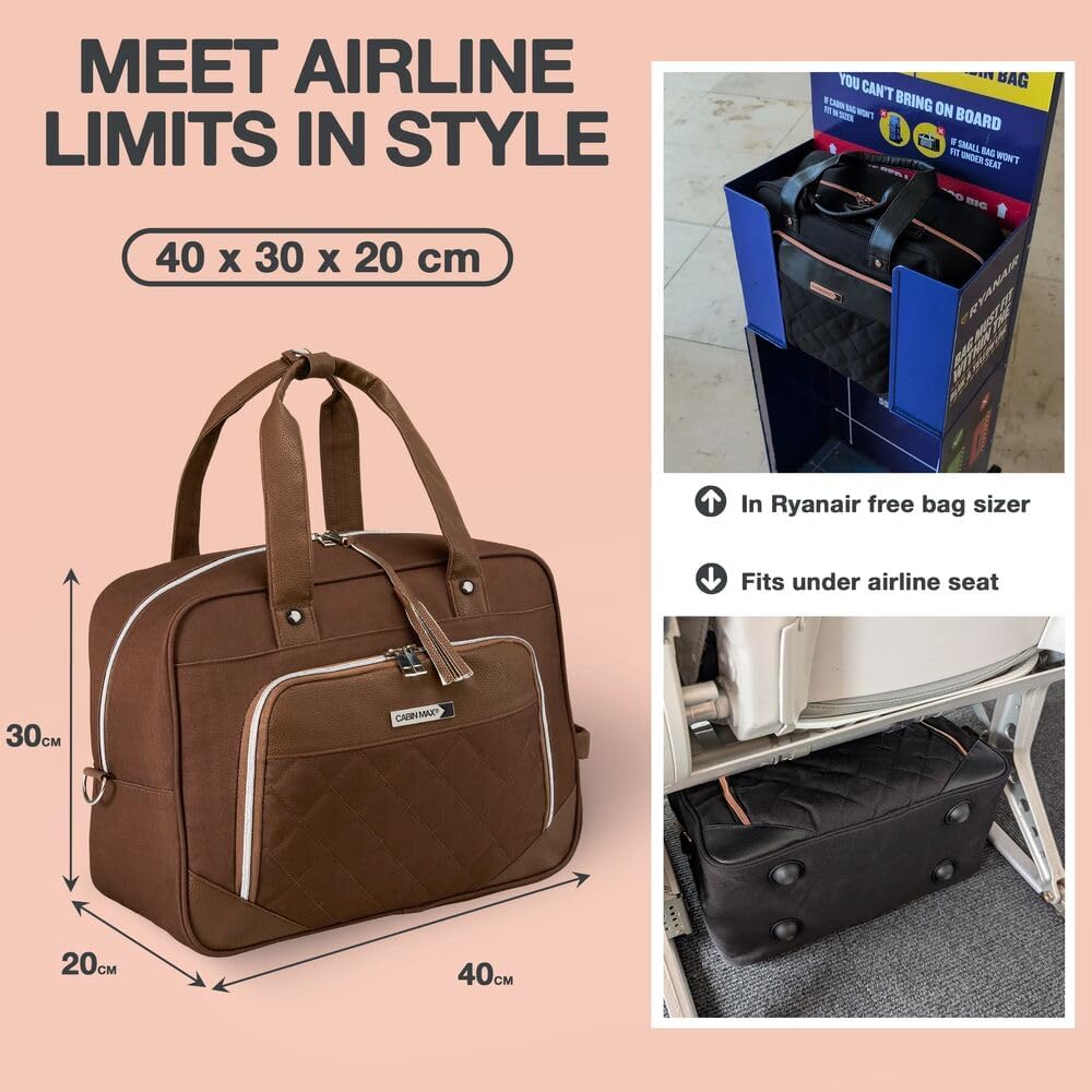 Cabin Max Vela 40x30x20 Untersitz-Kabinentasche für Reisen – Handgepäcktasche mit Trolley-Aufsteckfu