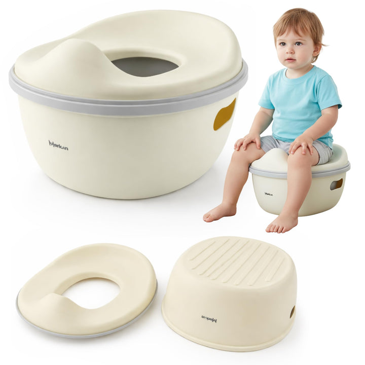 Töpfchen Sitzauflage Toilette, Touristentopf, Kinderfuss, Tragbar, 3in1 Nachttasse (Beige), Beige