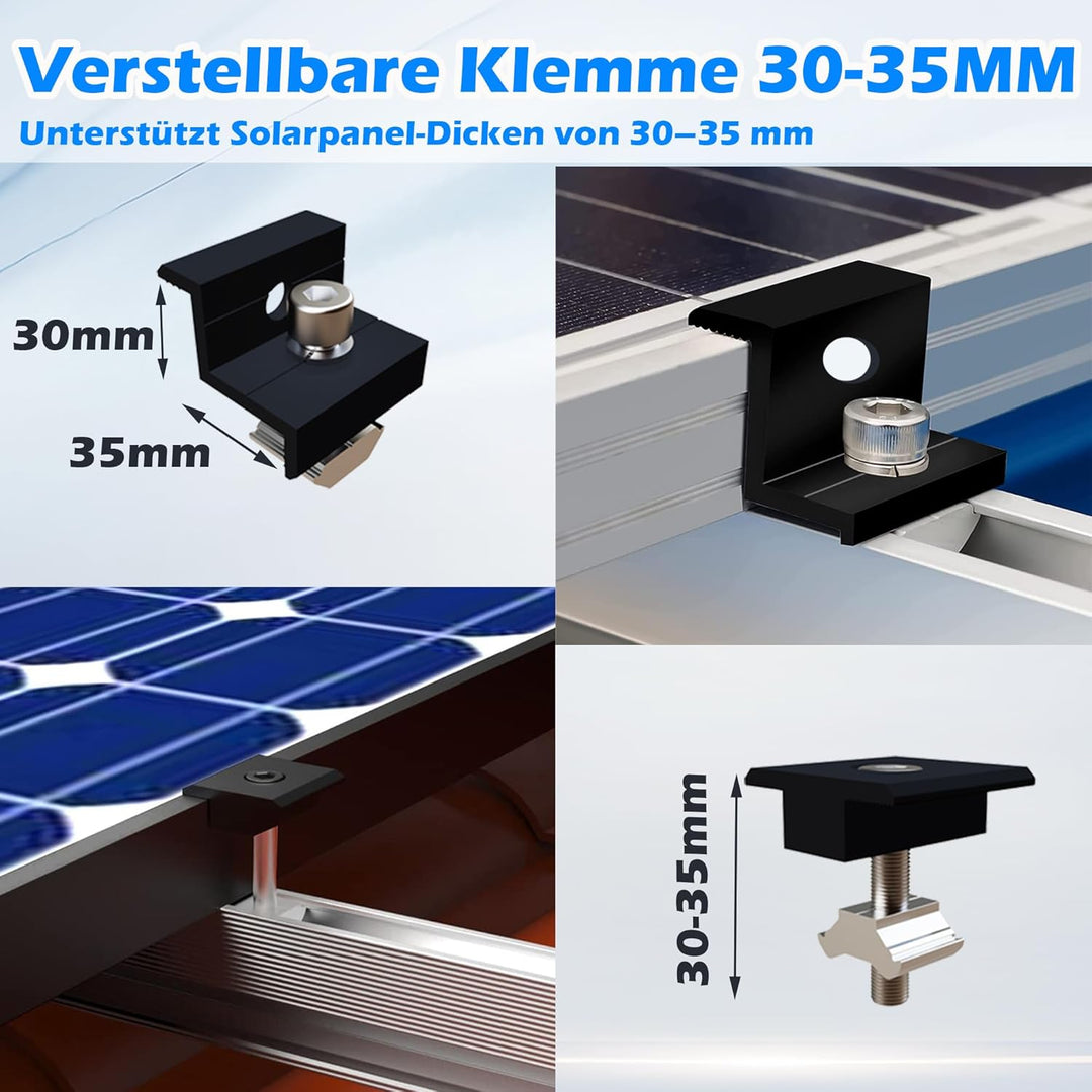 Warmfay Solar Halterung Ziegeldach Set für 4 Module, Upgrade 300MM Aluprofil und Photovoltaik Dachha