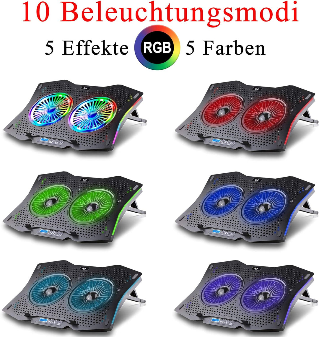 SK Notebook Laptop Rainbow RGB Kühler Gamer Ständer Kühlpad Unterlage Cooler für 9-18 Zoll/Lüfter /
