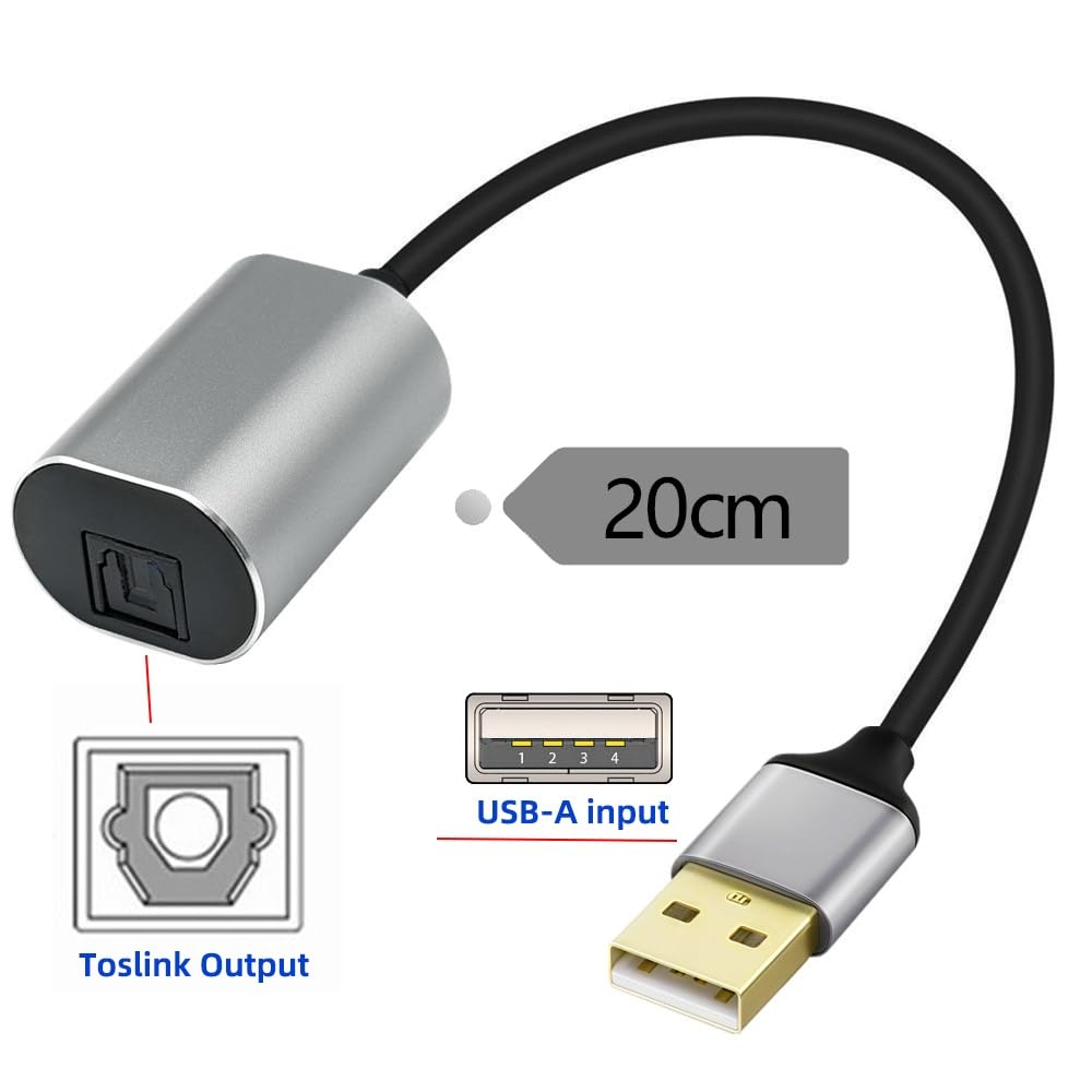cablecc USB 2.0-A auf optisches Audiokabel, USB-A-Stecker auf Toslink-Buchse, digitales optisches Au