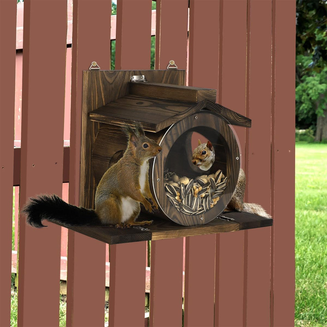 Robustes Futterhaus für Eichhörnchen mit Sichtfenster – Wetterfeste Futterstation für Baum & Garten,