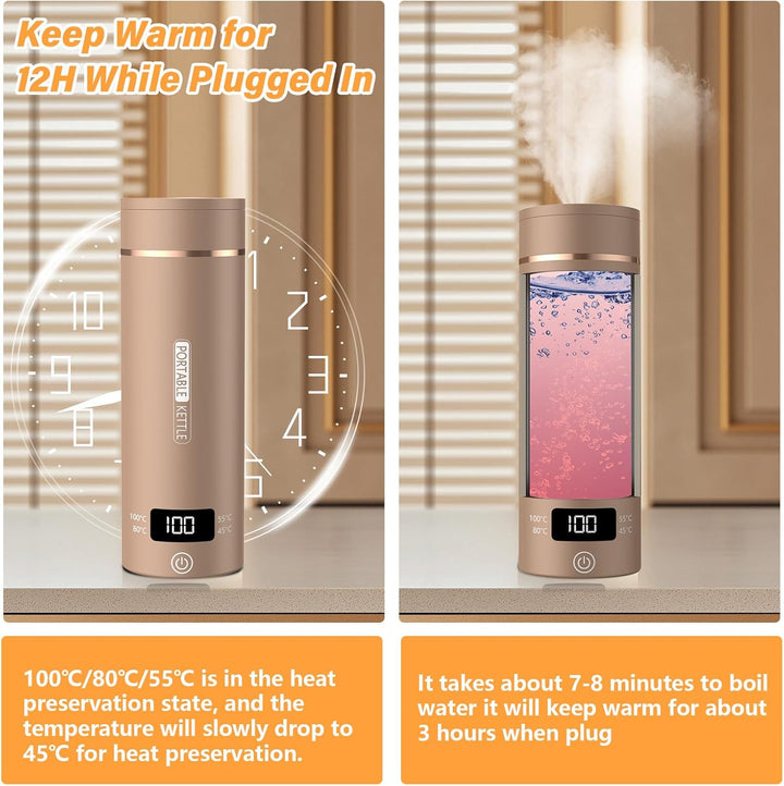 Elektrischer Reisewasserkocher Klein 500ML, Kleiner Wasserkocher Reise Schnelles Kochwasser Mini -Wa