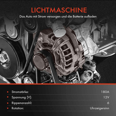 Frankberg Lichtmaschine Generator 180A Kompatibel mit W204 C230 C280 C300 C350 2007-2014 W211 E230 E