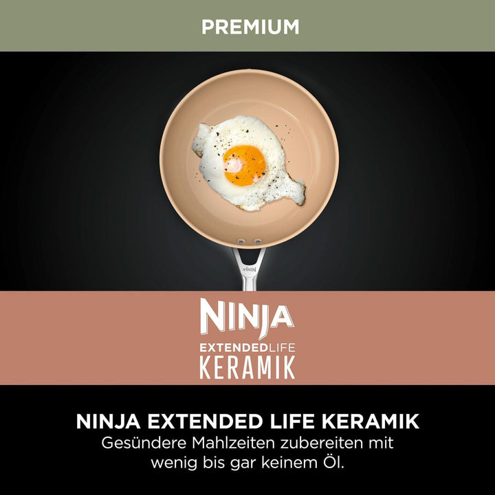 Ninja Extended Life 28cm Keramik-Wok, Wokpfanne antihaftbeschichtet (ohne PFAs, PFOAs, Blei, Cadmium