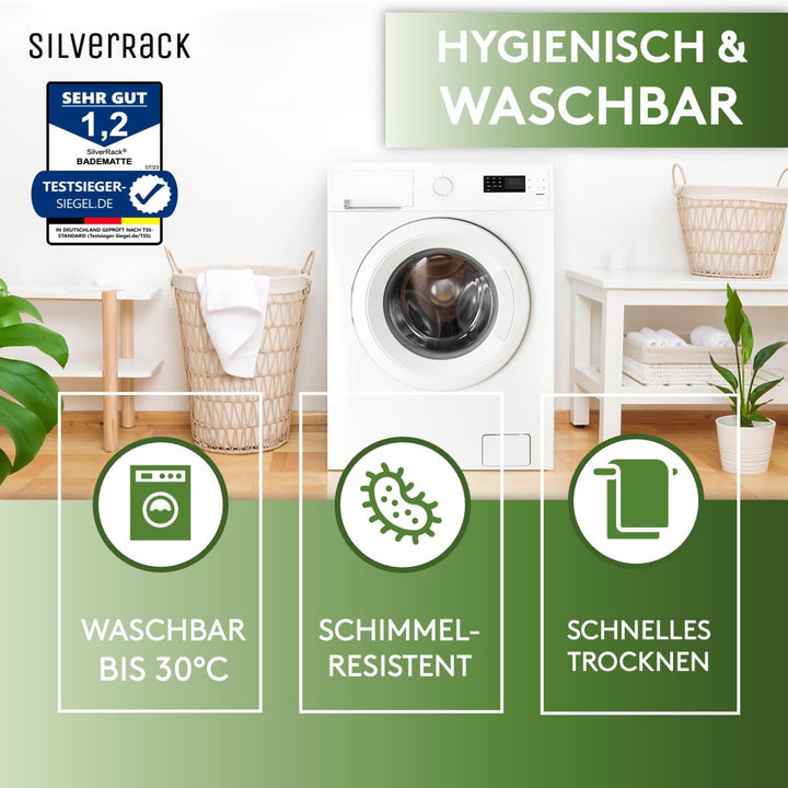 SilverRack Badewannenmatte 88x40 cm (Weiss RAUTEN) - Antirutschmatte Badewanne BPA frei für Kinder u