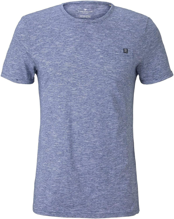 TOM TAILOR Herren T-Shirts/Tops Strukturiertes T-Shirt mit Brusttasche Blue dot Structure,M,23393,60