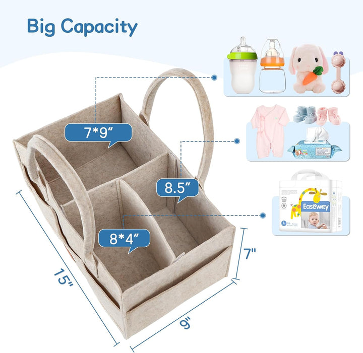 Maliton Wickeltisch Organizer，Baby Windel Caddy Newborn Essentials ，Robuster Tragbarer Filztasche, B
