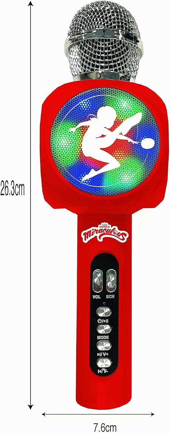 Lexibook, Miraculous Ladybug Cat Noir, Drahtloses Mikrofon mit Lautsprecher und Lichtern, Bluetooth®