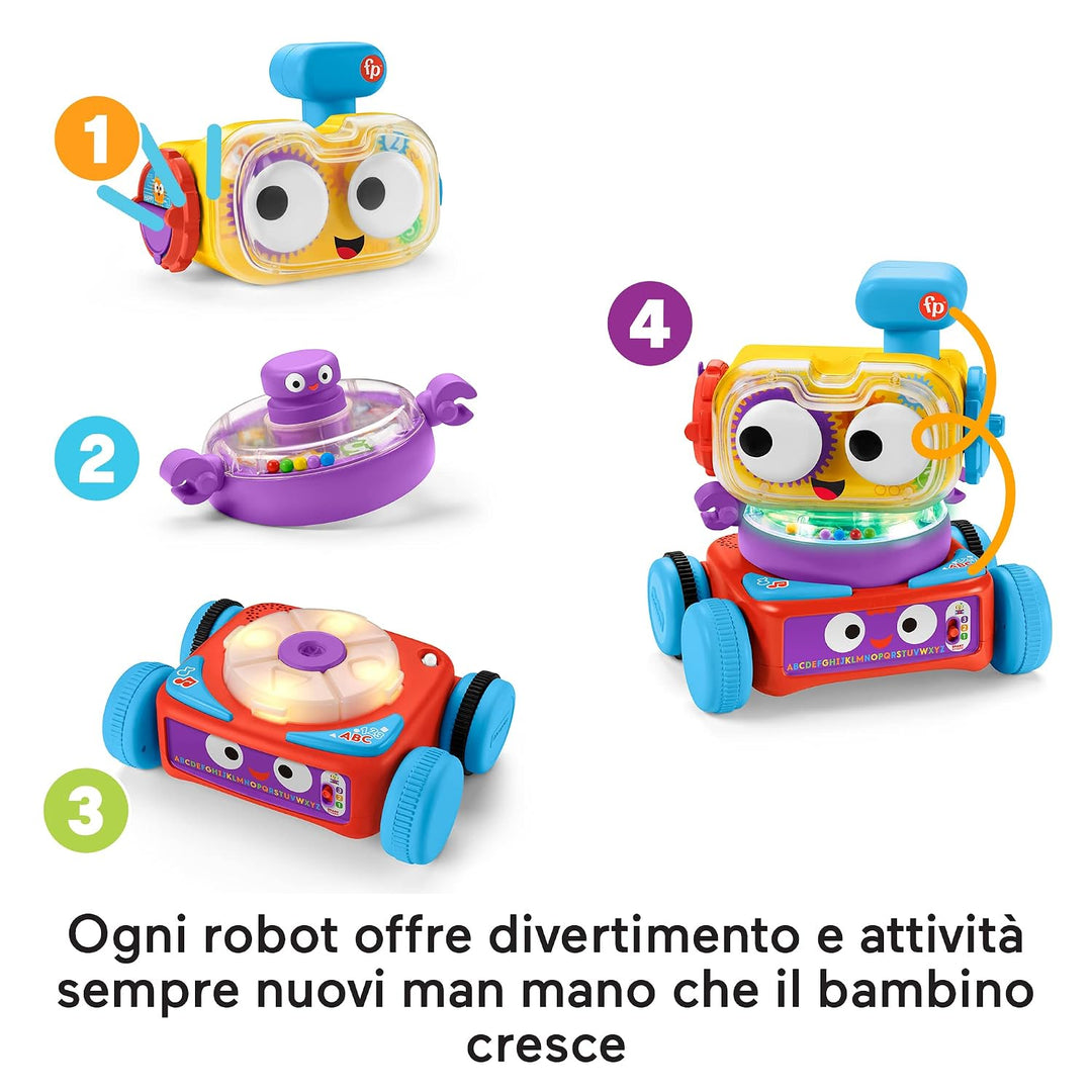 Fisher-Price - Tino Robotino 4-in-1, Lernspielzeug mit Smart Stages Technologie mit über 120 Geräusc