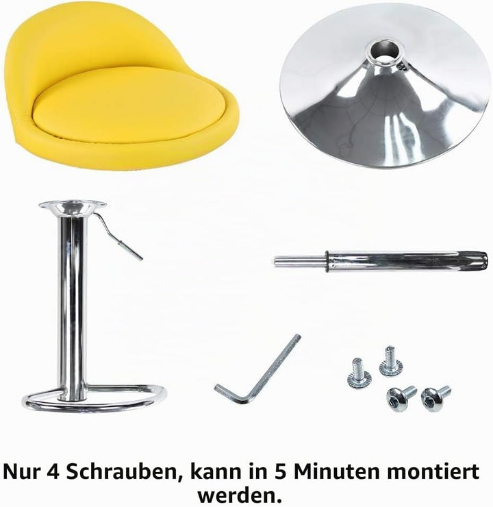 KKTONER Barhocker Tresenhocker höhenverstellbar 60-80cm mit Fussstütze PU Leder Gelb, Gelb