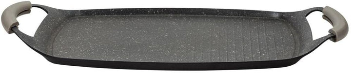 NAVA Grillplatte | Grillpfanne mit Granitbeschichtung FUNTZIO 48x29 cm zum Grillen Braten glatt geri
