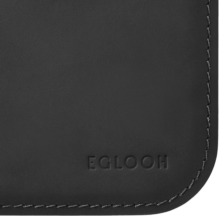 Eglooh - Herms - Schreibtischunterlage aus Leder Schwarz cm 65x45 - Handwerkliche Nähte und abgerund