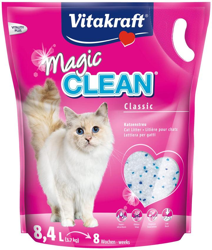 Vitakraft Magic Clean, Katzenstreu, Hygiene-Streu aus Mineralkügelchen, nicht klumpend, besonders st
