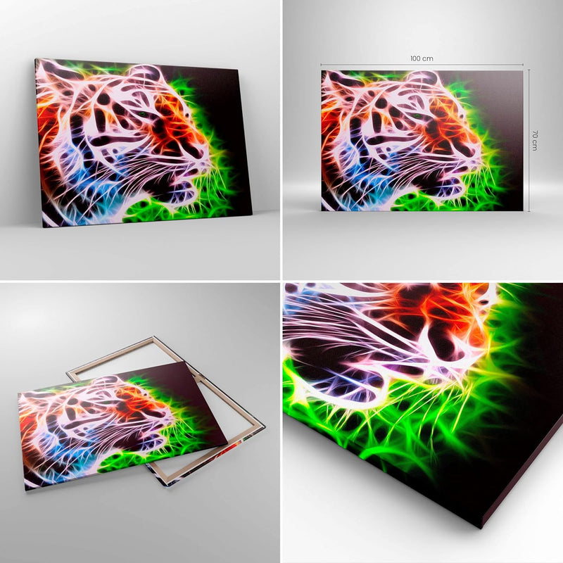 Bilder auf Leinwand 100x70cm Leinwandbild Afrika aggression tiere tiger Gross Wanddeko Bild Schlafzi