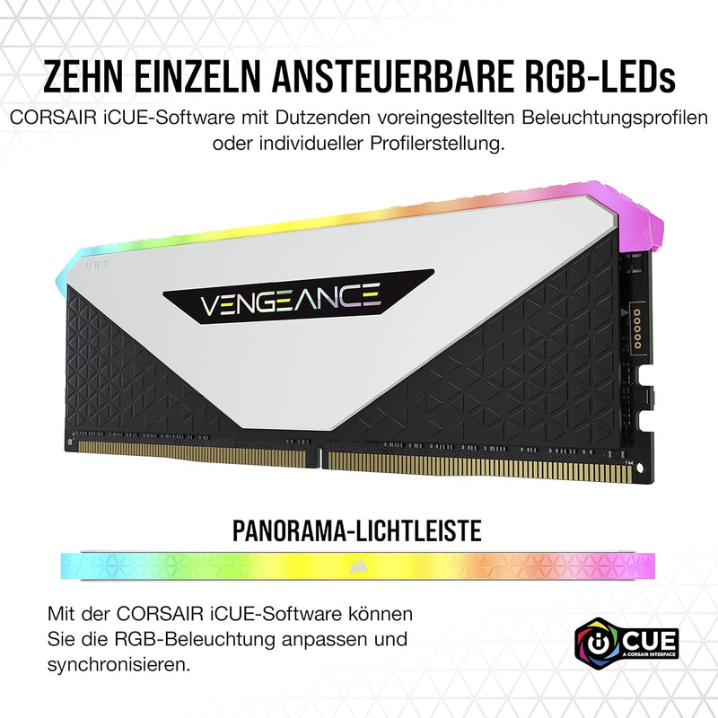 Corsair Vengeance RGB RT 32 GB (4 x 8 GB) DDR4 3.600MHz C18 Arbeitsspeicher (Dynamische RGB-Beleucht