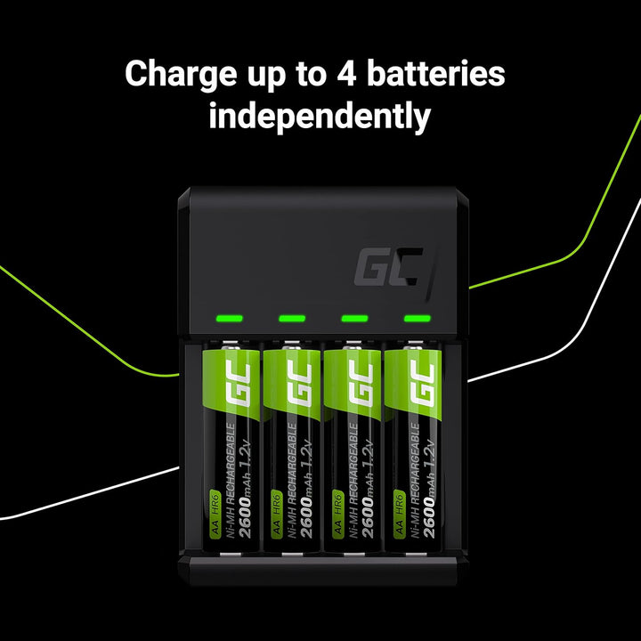 Green Cell VitalCharger Batterieladegerät Ladegerät + 4X AAA 800mAh für NI-MH AA AAA R6 R03 Mignon A