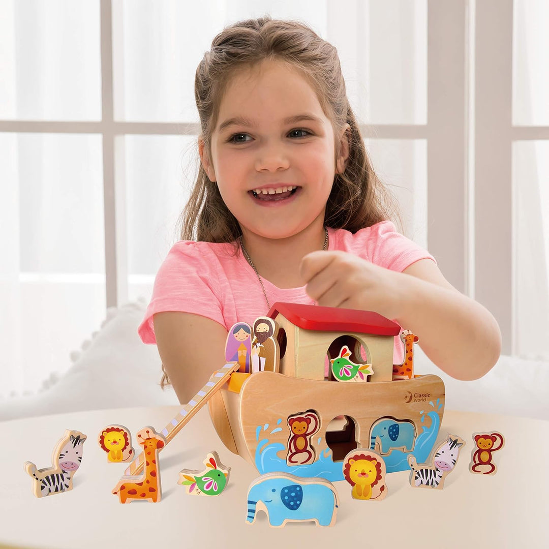 Steckspiel Arche Noah Holz Steckspielzeug Steckpuzzle Lernspielzeug Motorik Kind