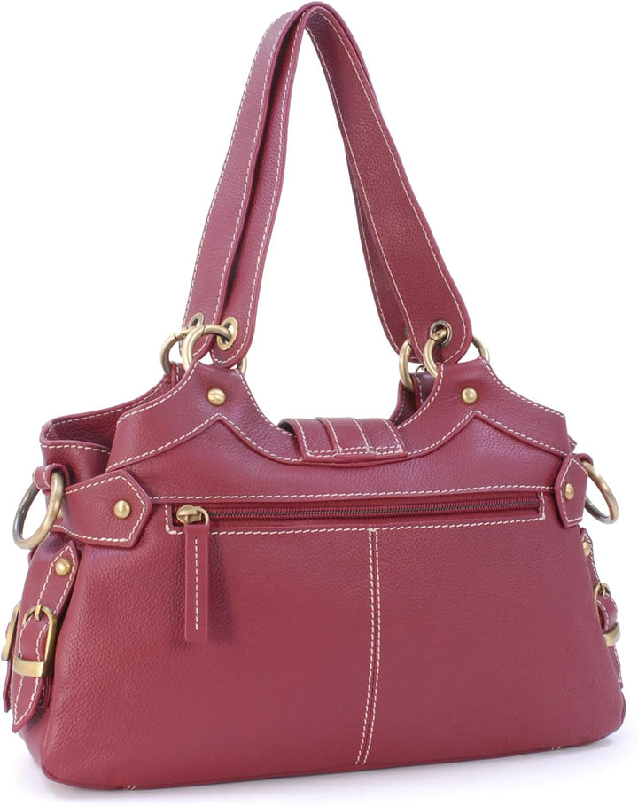 Catwalk Collection Handbags - Damen Leder Schultertasche - Umhängetasche Mittelgross - Handtasche mi