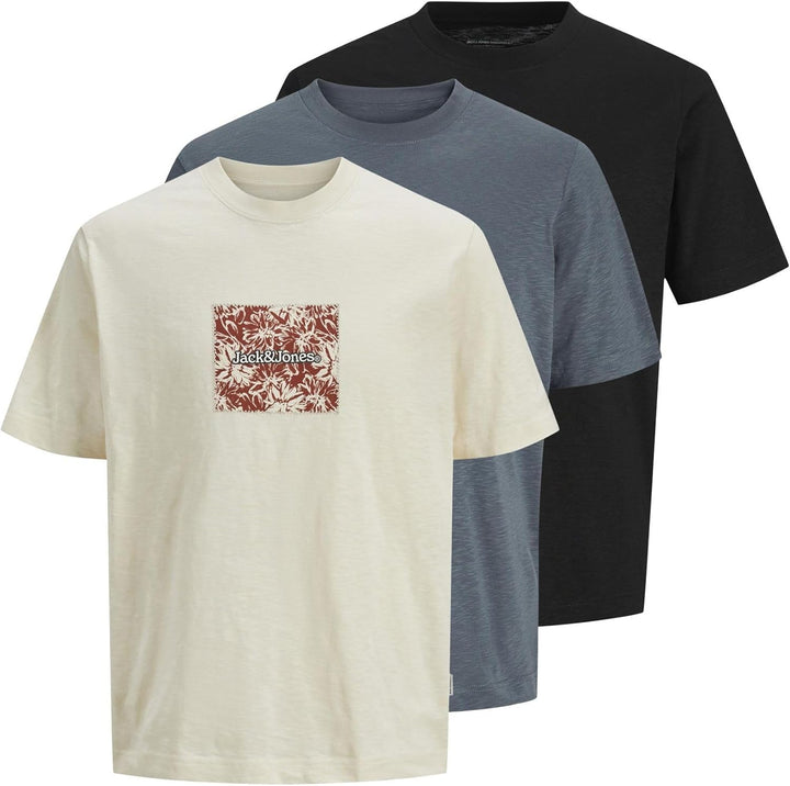 JACK & JONES Male T-Shirt 3er-Pack Logo T-Shirt XS Antique White, XS Antique White