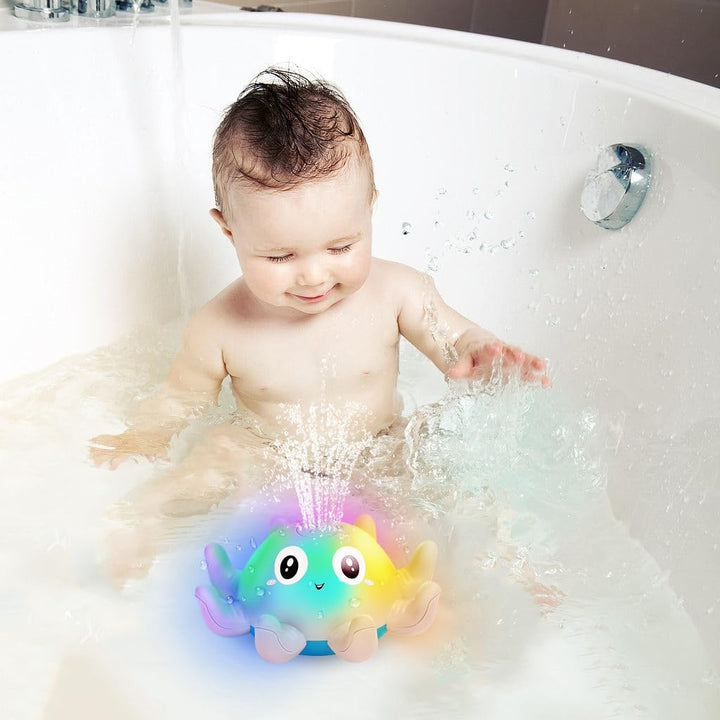 Badewannenspielzeug, Oktopus Spray Wasserspielzeug mit Licht, Badespielzeug Baby Badewann Spielzeug