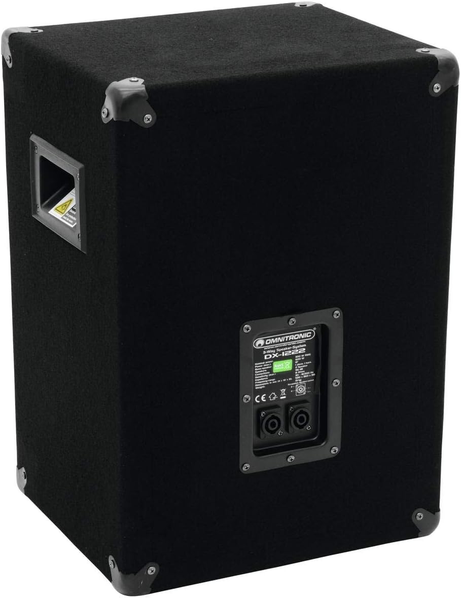 OMNITRONIC DX-1222 3-Wege Box 600 W | Robuste Full-Range-Box mit 12" Tieftöner und 600 Watt Leistung