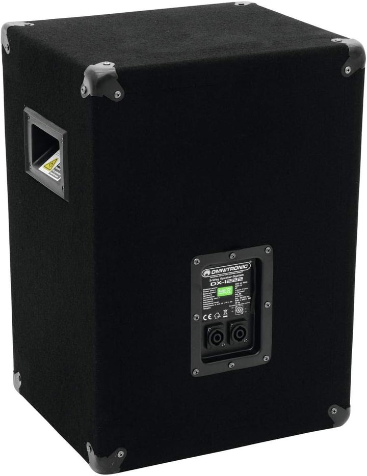 OMNITRONIC DX-1222 3-Wege Box 600 W | Robuste Full-Range-Box mit 12" Tieftöner und 600 Watt Leistung