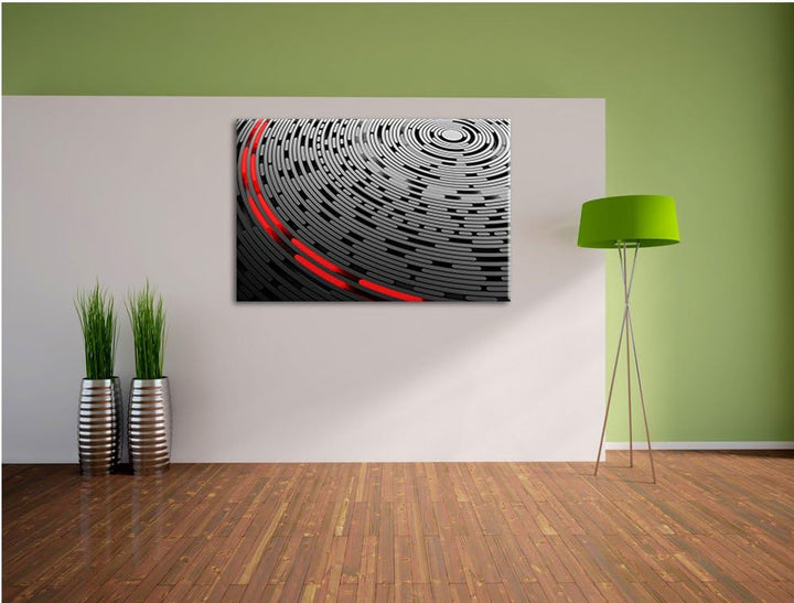 DJ Platte Abstrakte Kunst schwarz/weiss Format: 100x70 auf Leinwand, XXL riesige Bilder fertig gerah