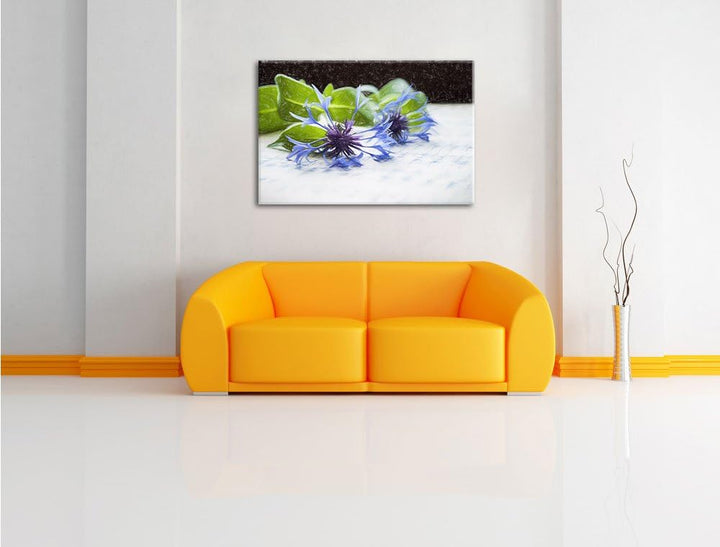 Pixxprint Notenblatt mit Kornblume als Leinwandbild/Grösse: 100x70 cm/Wandbild/Kunstdruck/fertig bes